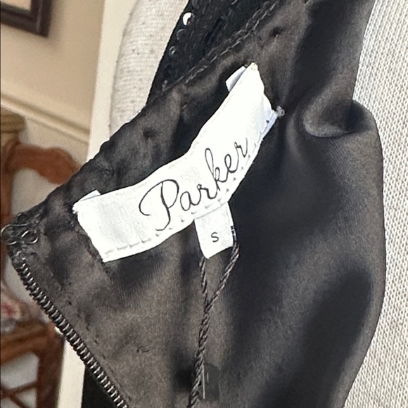 Parker Bryant dress fringe trim sequins silk size small black NWT - Picture 8 of 9